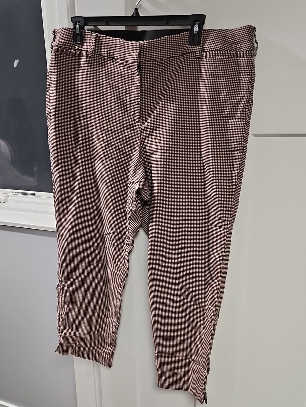 Lane Bryant Straight Leg Micro-Check Pants in Brown and Black